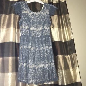Forever 21 blue and cream lace dress